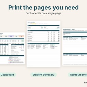 Printable California charter dashboard, student summary and reimbursements pages