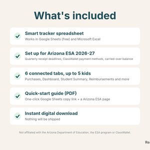 What's included: Arizona ESA tracker spreadsheet, quick-start guide, instant download