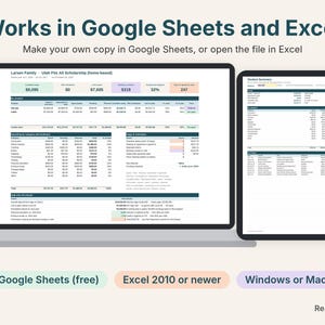 Utah Fits All tracker on a laptop and a tablet, works in Google Sheets and Excel
