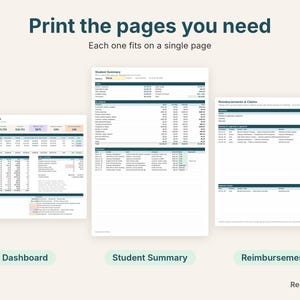 Printable Wyoming ESA dashboard, student summary and reimbursements pages