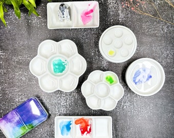 My Rock Way Aquarell-Farbpalette aus Keramik mit 2, 3, 7 Löchern, 100 % Porzellan, handgefertigt, perfektes Geschenk für Künstler