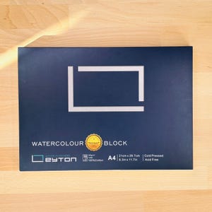 Blocco di carta per acquerelli Leyton New A4, 100% cotone, grana fine, 300 g/m², 21 cm x 29,7 cm, 20 fogli, qualità artistica