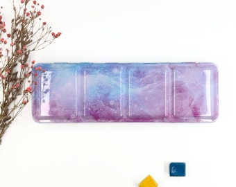 My Rock Way – leerer Aquarellkasten aus Metall, 24 Farben „Psychedelic Sky“, mit oder ohne Näpfchen. Reisepalette, perfekt als Geschenk