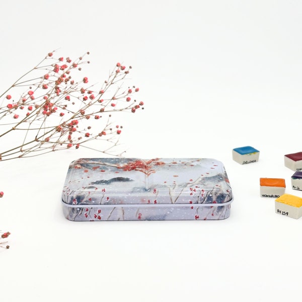 Boîte pour aquarelle en métal vide 12 couleurs  « Winter Plum »