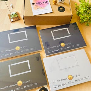 Leyton Watercolour Box en Discovery Box voor aquarel 100% katoen, A5-blok, voorgesneden papier 300 g, 350 g, 450 g, 600 g, kunstenaarskwaliteit