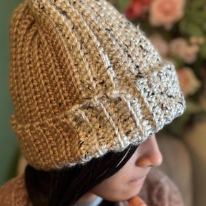 NIEUW Handgemaakte gezellige beanie – Zachte dikke hoed in aardetinten