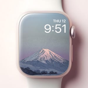 Sfondo del Monte Fuji per Apple Watch, quadrante dello Smartwatch con montagne giapponesi al tramonto, elegante sfondo naturale per iWatch, design estetico artistico
