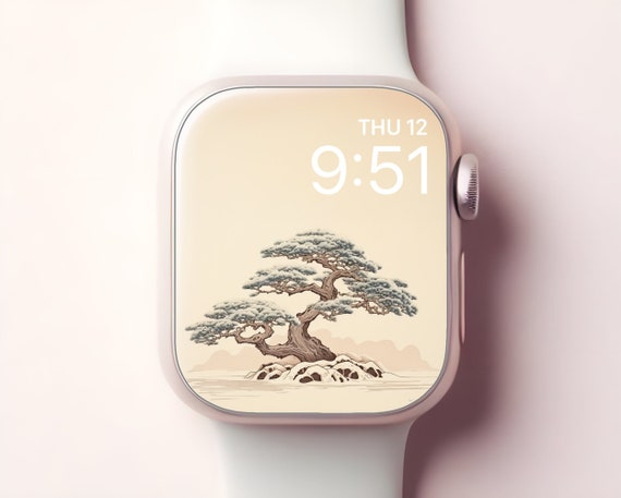 Bonsai Apple Watch Wallpaper Japanese Hokusai Snowy Smartwatch Face Minimalistic Winter Iwatch Background Oriental Screensaver Aesthetic Etsy