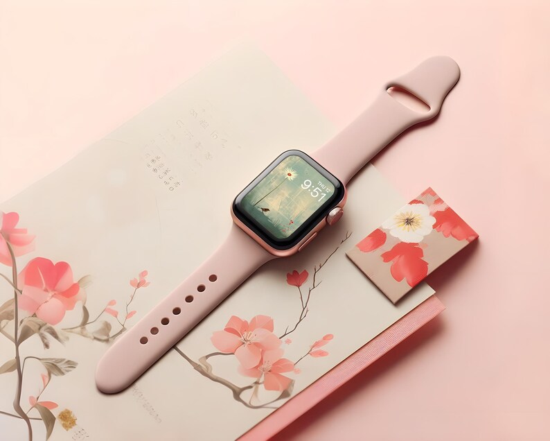 Minimalist Apple Watch Wallpaper, Elegant Japanese Bird Smartwatch Face
