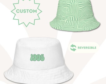 Custom Reversible Bucket Hat - Wavy Pattern Design - Bridal Bachelorette Festival Event Wear