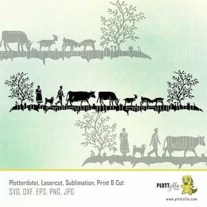 Plotterdatei Landleben, Bauernhof, Kuh, digital, svg/eps/dxf/jpg/png Datei, für alle gängigen Plotter wie Cricut, Silhouette, Cameo, Brother