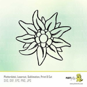 Arquivo de plotter Edelweiss, Alp, digital, svg/eps/dxf/jpg/png, para todos os plotters comuns, como Cricut, Silhouette, Cameo, Brother ou Laser