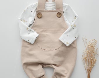 Baby Overalls Set | Romper with Bodysuit | Handmade Baby Clothes | Unisex Baby Outfit | Baby Shower Gift | Neutral Baby Set