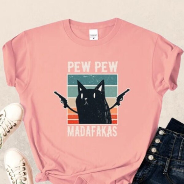 Pew Pew Madafaks Cute Print Women T Shirts -  Vintage Tee Clothes Creativity Casual Tops Crewneck Womans Short Sleeve - Gifts for Girlfriend