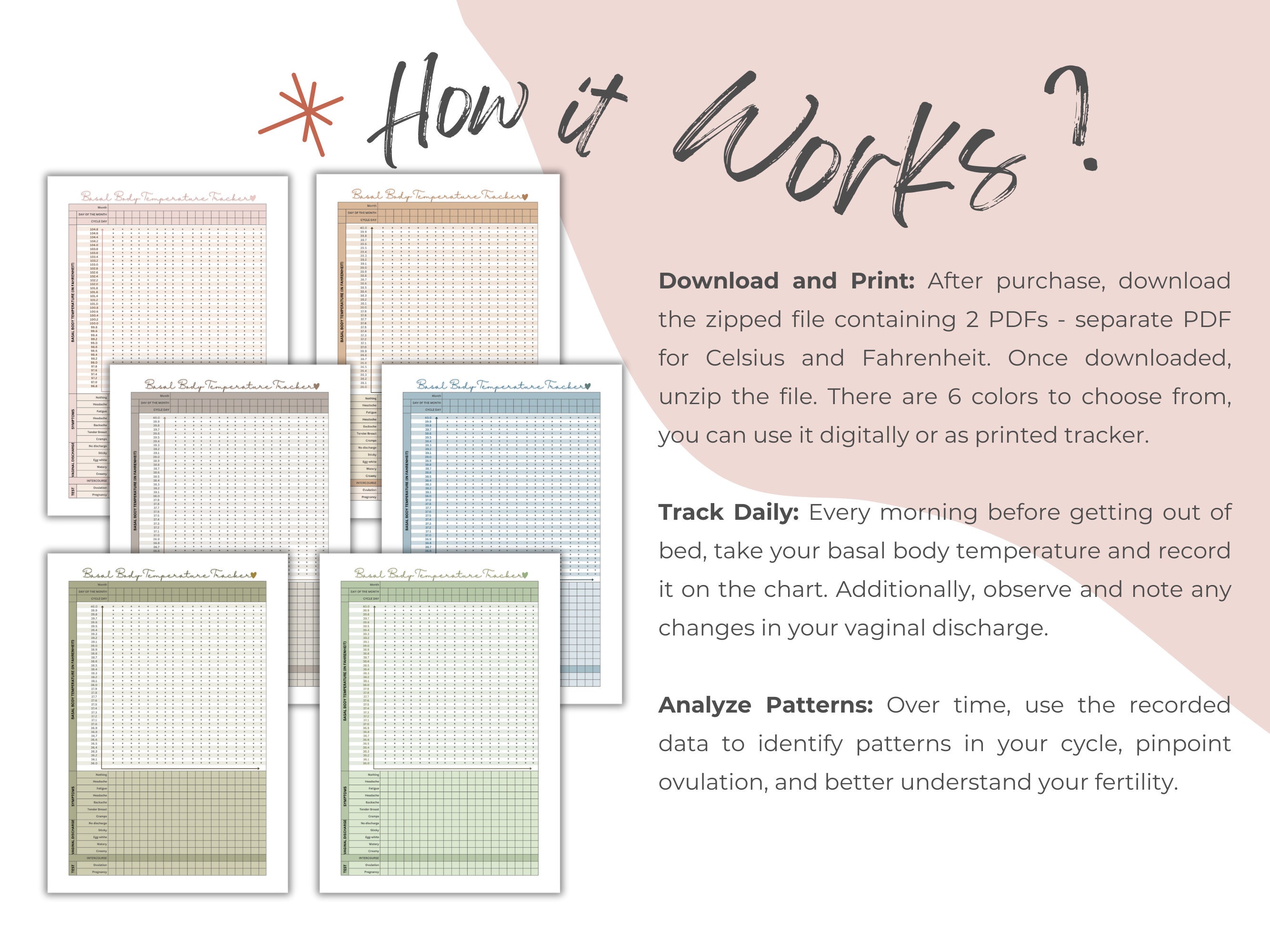Printable Basal Body Temperature Chart, Instant Download Ovulation and