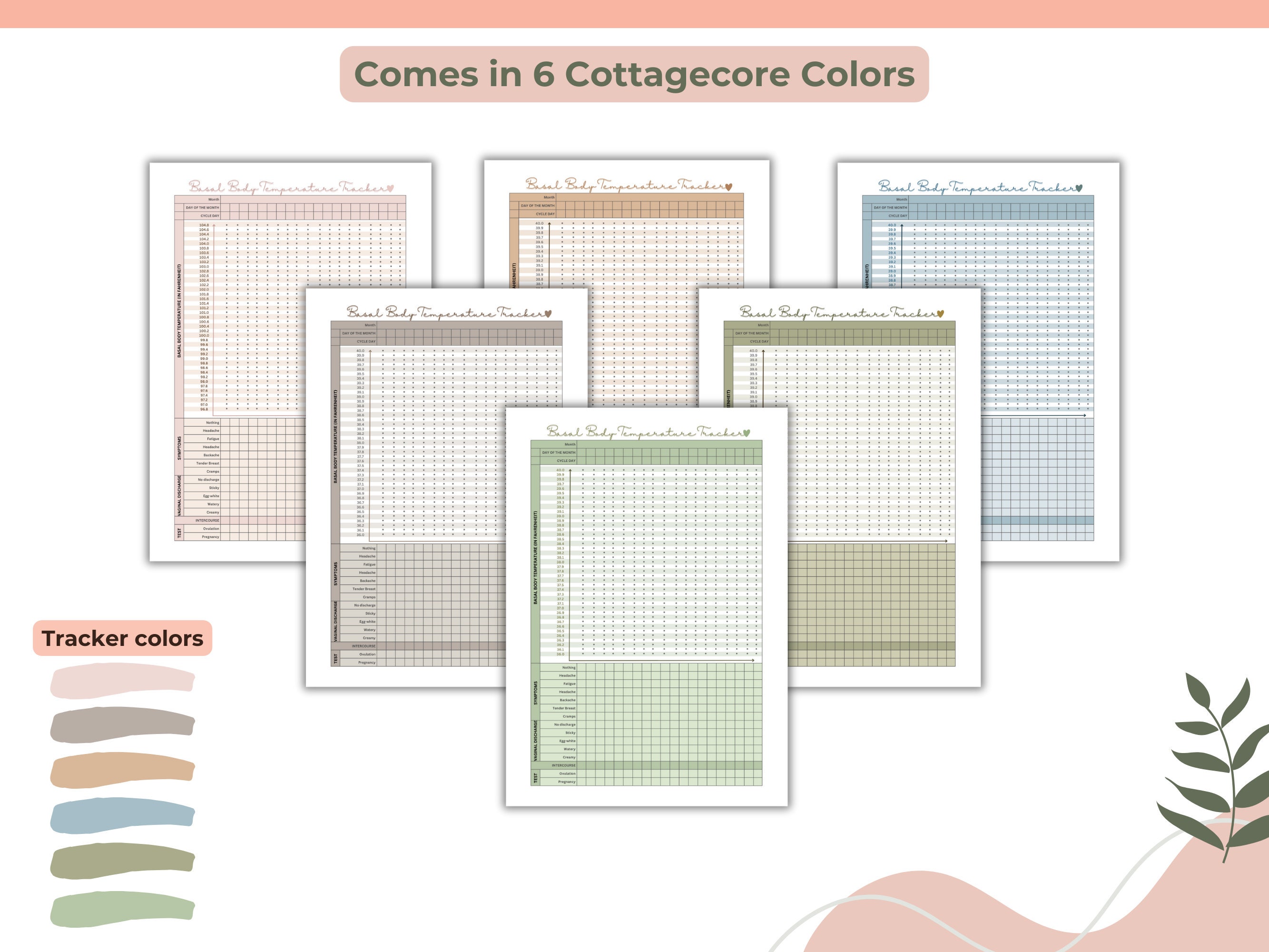 Printable Basal Body Temperature Chart, Instant Download Ovulation and