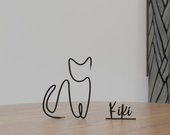 Minimalist kitty home office cat decor, Sleek pet shelf sculpture pussy shelf statue, holiday gift figurine artwork for pet lovers,