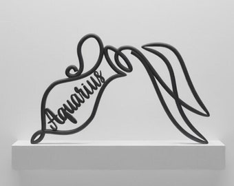 Custom Aquarius Zodiac Sign: Minimalist Line Art Decor