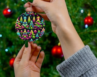 Neat neon tree Ceramic Ornament, 4 Shapes