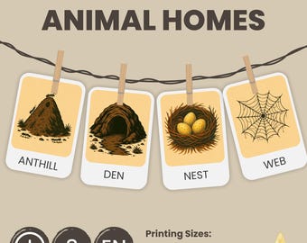 Cartões de Memória sobre Casas de Animais para Crianças | Imprimíveis Inspirados no Método Montessori