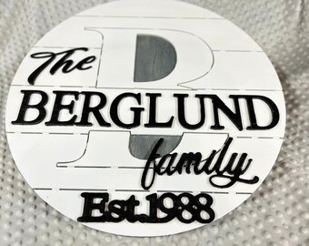 Monogram Family Name Sign