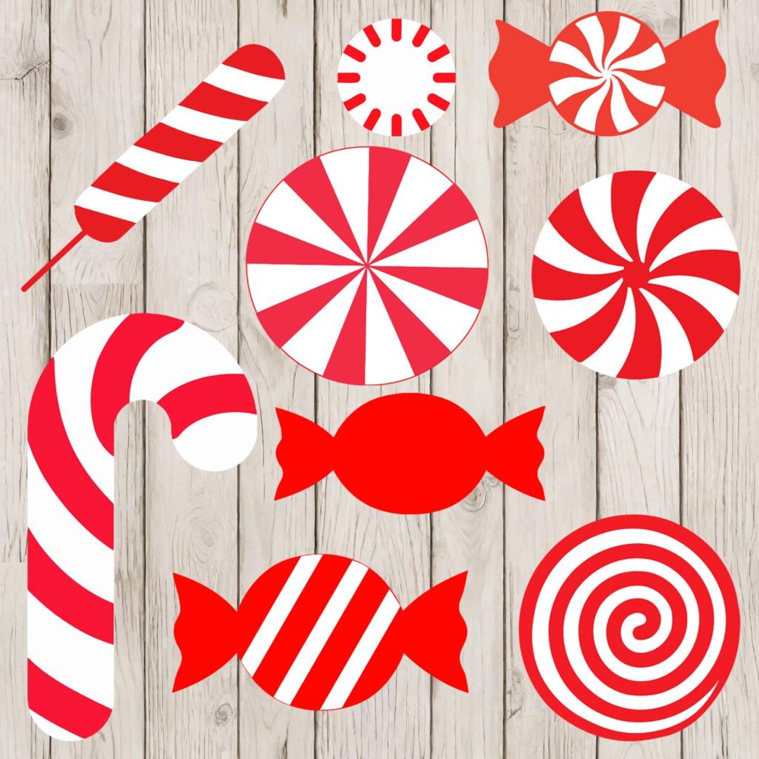 Holiday Candy SVG 9 Files Peppermint Candy Cane Christmas Candy Cut ...