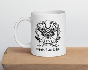 Appalachian Witch White Ceramic glossy mug, Wiccan, gift for her, birthday, Solstice, birthday gift, Tennessee, Kentucky, gift for mom