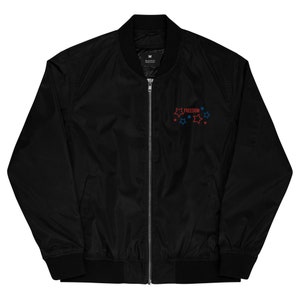 Embroidered Patriotic American Freedom Stars Premium bomber jacket, recycled fiber, gift for her, birthday gift, gift for him, USA flag coat