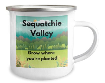 Sequatchie Valley Camper mug Grow where you're planted coffee metal camp camping mug coffee cup Pikeville Dunlap TN Tennessee mug