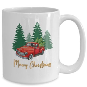 Christmas Red Truck mug, Christmas Red Truck coffee cup
