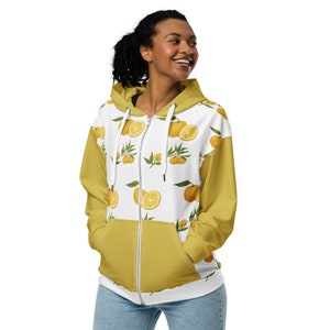 Yuzu Citrus Unisex hoodie met rits, normale en grote maten