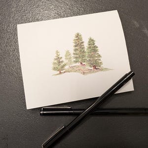 Carte de voeux imprimable Arbres à feuilles persistantes