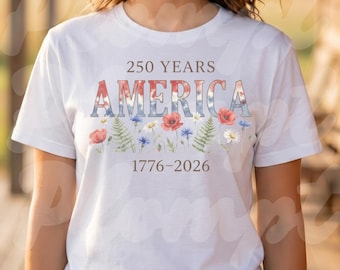 PNG 250 años de Estados Unidos 1776-2026 PNG digital, diseño floral de la bandera patriótica de EE. UU. del 4 de julio, celebración del 250 aniversario, descarga digital