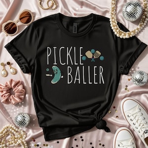 Funny Pickleball T-Shirt: &quot;Pickle Baller&quot; Graphic Tee, Comfort Colors