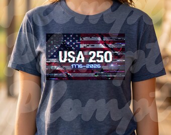 PNG Archivo digital PNG del 250 aniversario de EE. UU., diseño patriótico del 4 de julio de Estados Unidos 250 para camisetas y regalos