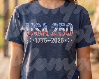 PNG Archivo digital PNG del 250 aniversario de EE. UU. para camiseta del 4 de julio, diseño retro de bandera del Día de la Independencia de Estados Unidos por 250 años. Descarga