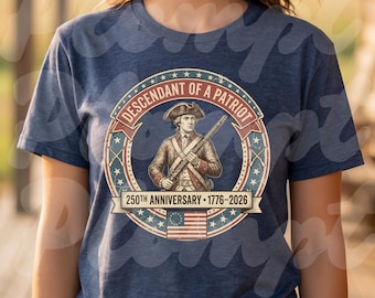 PNG Archivo digital PNG del 250 aniversario de Estados Unidos, diseño de camiseta patriótica con la bandera de EE. UU. para el 4 de julio, regalo del Día de la Independencia