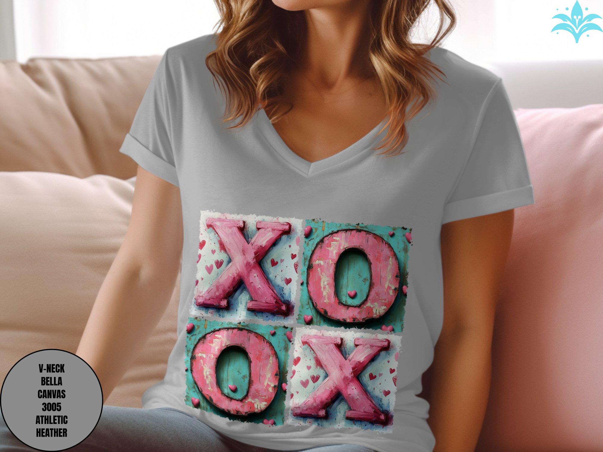 Valentine's Day T-Shirt For Women - Cute XO Love Heart Graphic Tee, Loose Fit Short Sleeve Top, Red, Size X-Large