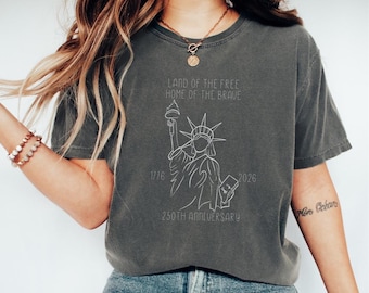 Camiseta 250 años de EE. UU., Estatua de la Libertad, Celebra el 4 de julio, Camiseta retro 250 años de EE. UU., Colores cómodos, Regalo patriótico, Estados Unidos, Camiseta de EE. UU.