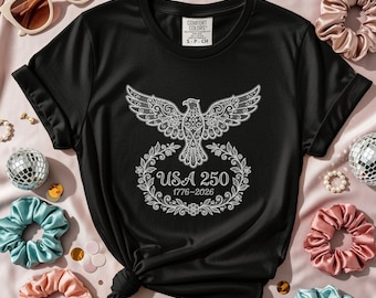USA 250 Anniversary T-Shirt, USA 250 Sweatshirt, 2026 Anniversary Tank Top, American Eagle V-Neck, US 250 Comfort Colors