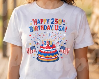 PNG Archivo PNG digital del 250 aniversario de Estados Unidos para diseño de camisetas, camiseta patriótica con la bandera de EE. UU. para regalo de celebración del 4 de julio, estilo retro