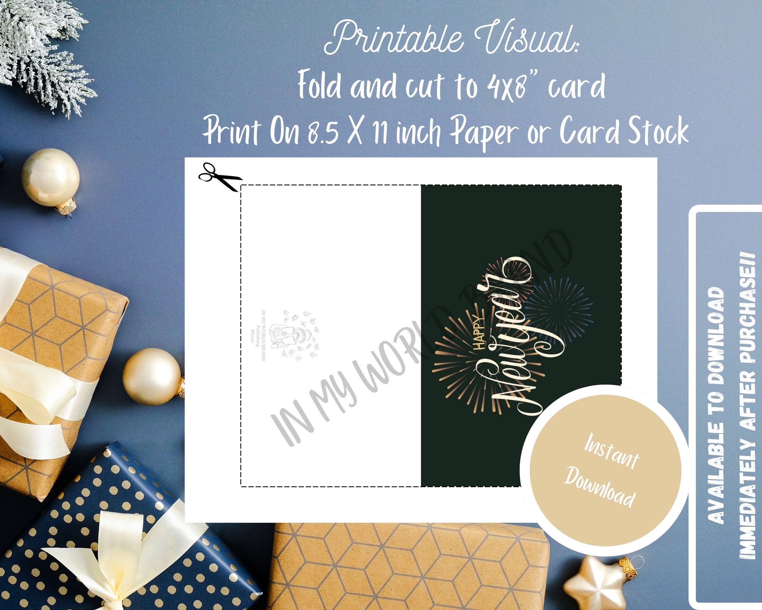 Printable Happy New Year Card | New Years Eve 2024 | Greeting Cards ...