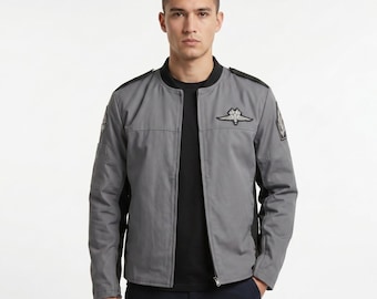 Handmade Starship Troopers Jacket Mobile Infantry Costume: Men's Women's Starship Grey Cotton Uniform