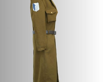 Scout AOT Eren Green Cosplay Costume Green Trench Coat