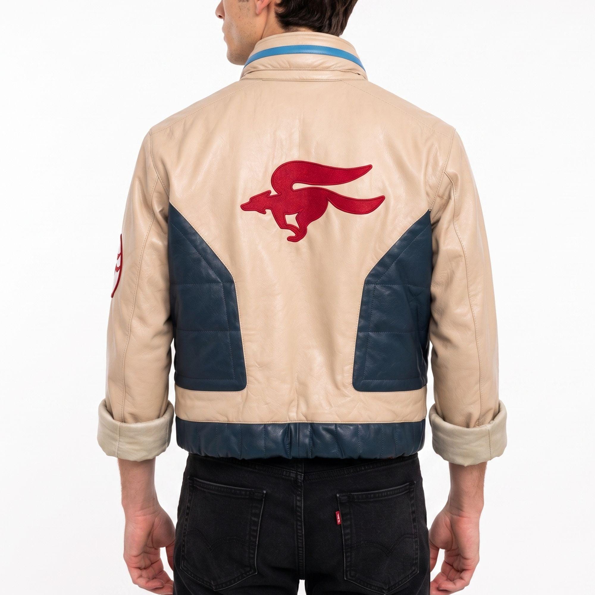 Handmade Star Fox McCloud Cosplay Leather Cropped Jacket from Iconic Video Game Halloween Costume