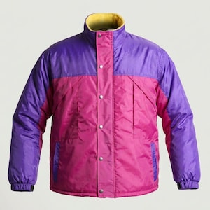 Handmade Oliver Tree Jacket | Men's Two Tone Puffer Windbreaker Coat | 80s Retro Iconic American Singer Outfit