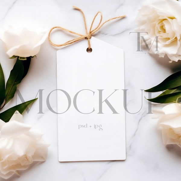 2x3,5 Geschenkanhänger Mockup, Hang Tag Label Mockup, Rechteck Tag Mockup, Frühling Geschenkanhänger Mockup, Hochzeit Tag Mockup, 2x3,5 Mockup, PSD Mockup