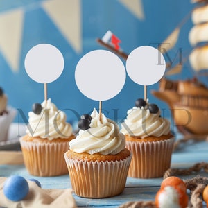 Pirat Cupcake Topper Mockup, Muffin Tag Mockup, Einfaches Cupcake Topper Mockup, Kindergeburtstag Kuchen Mockup, Favor Cake Topper Dekor MockPR1