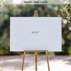 24x36" Wedding Sign Mockup, Easel Poster Mockup (PSD & JPG) image 2