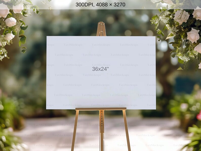 24x36" Wedding Sign Mockup, Easel Poster Mockup (PSD & JPG) image 2